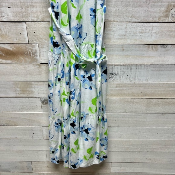 The Limited Halter Maxi Dress Womens Small Floral Sleeveless Belt Linen Coastal - Picture 4 of 12